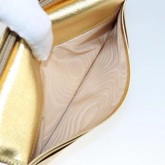 PRADA Long Wallet Safiano leather Gold Auth 142948 - Picture 13 of 16